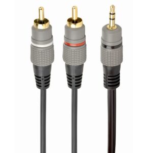 3.5 mm stereo plug to 2*RCA plugs 2.5m cable, gold-plated connectors