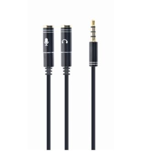 Premium 3.5 mm audio + microfoon adapterkabel, zwart