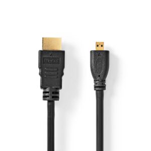 High Speed ​​HDMI-Kabel met Ethernet | HDMI Connector | HDMI Micro-Connector | 4K@30Hz | 10.2 Gbps | 2.00 m | Rond | PVC | Zwart