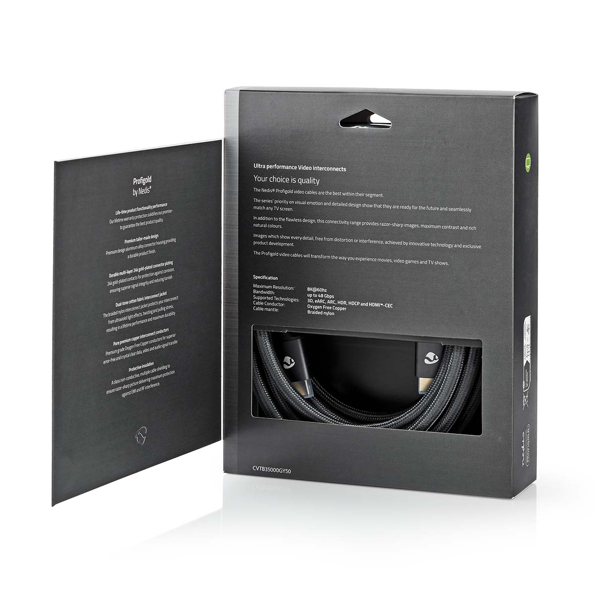 Ultra High Speed HDMI-Kabel | HDMI Connector | HDMI Connector | 8K@60Hz | 48 Gbps | 5.00 m | Rond | 6.7 mm | Gun Metal Grijs | Cover Box - Afbeelding 5