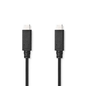 USB-Kabel | USB 3.2 Gen 2 | USB-C Male | USB-C Male | 100 W | 8K@30Hz | 10 Gbps | Vernikkeld | 1.00 m | Rond | PVC | Zwart