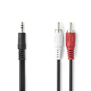 Stereo-Audiokabel | 3,5 mm Male | 2x RCA Male | Vernikkeld | 3.00 m | Rond | Zwart