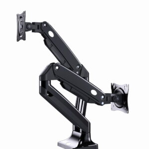 Full-motion dubbele monitorarm met gasveer, 17”-35”