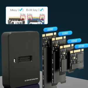 Desktop USB Type-C M.2 SATA & NVME SSD drive docking station, black