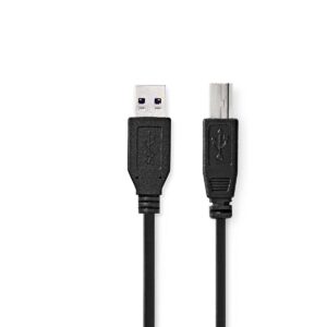 USB-Kabel | USB 3.2 Gen 1 | USB-A Male | USB-B Male | 5 Gbps | Vernikkeld | 2.00 m | Rond | PVC | Zwart