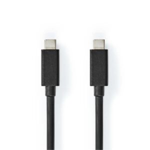USB-Kabel | USB 3.2 Gen 2x2 | USB-C Male | USB-C Male | 100 W | 4K@60Hz | 20 Gbps | Vernikkeld | 2.00 m | Rond | PVC | Zwart