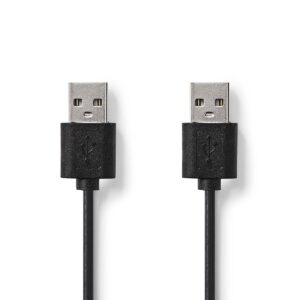 USB-Kabel | USB 2.0 | USB-A Male | USB-A Male | 480 Mbps | Vernikkeld | 2.00 m | Rond | PVC | Zwart