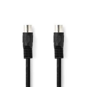 DIN-Audiokabel | DIN 5-Pins Male | DIN 5-Pins Male | Vernikkeld | 1.00 m | Rond | PVC | Zwart