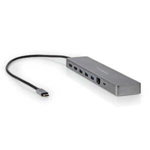USB Multi-Port Adapter | USB 3.2 Gen 1 | USB-C Male | Micro SD / RJ45 Female / SD / 2x HDMI / 2x USB-C / 3x USB-A Female | 0.40 m | Rond | Verguld | TPE | Antraciet