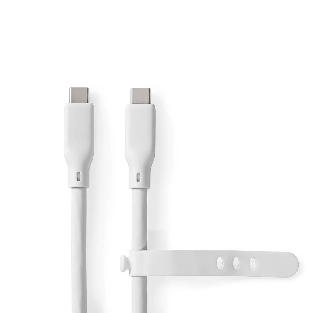USB-Kabel | USB 3.2 Gen 1 | USB-C Male | USB-C Male | 60 W | 4K@60Hz | 5 Gbps | Vernikkeld | 1.50 m | Rond | Silicone | Wit