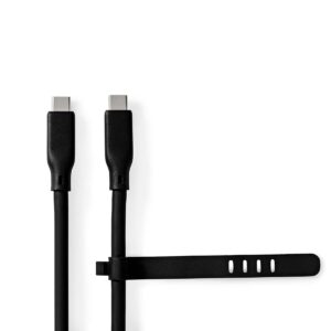 USB-Kabel | USB 3.2 Gen 2 | USB-C Male | USB-C Male | 240 W | 8K@30Hz | 20 Gbps | Vernikkeld | 1.00 m | Rond | Silicone | Zwart