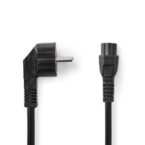 Stroomkabel | Type F (CEE 7/7) Male | IEC-320-C5 | Gehoekt | Recht | Vernikkeld | 3.00 m | Rond | PVC | Zwart