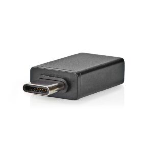USB-C Adapter | USB 3.2 Gen 1 | USB-C Male | USB-A Female | 5 Gbps | OTG | Rond | Vernikkeld | Zwart