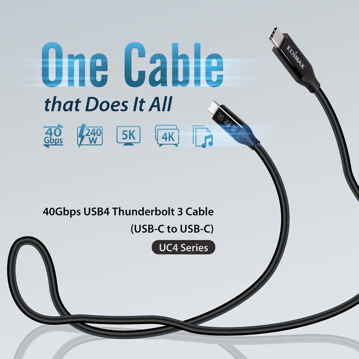 USB4/Thunderbolt3 Cable, 40G, 1meter, Type C to Type C - Afbeelding 4