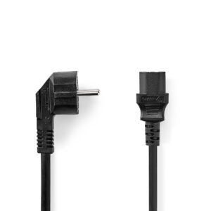 Stroomkabel | Type F (CEE 7/7) Male | IEC-320-C13 | Recht | Recht | Vernikkeld | 3.00 m | Rond | PVC | Zwart