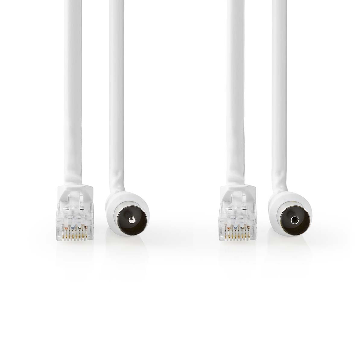Coax- en CAT6-Combikabel | IEC (Coax) Male / RJ45 Male | IEC (Coax) Female / RJ45 Male | Vernikkeld | RG58 | 75 Ohm | Dubbel Afgeschermd | 3.00 m | Rond | PVC | Wit - Afbeelding 2