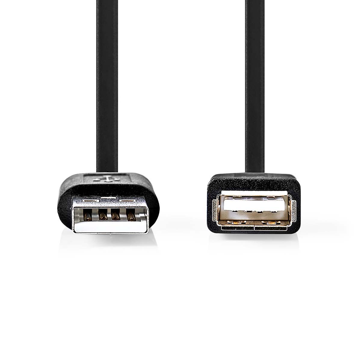 USB-Kabel | USB 2.0 | USB-A Male | USB-A Female | 480 Mbps | Vernikkeld | 1.00 m | Rond | PVC | Zwart - Afbeelding 2