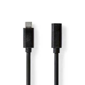 USB-Kabel | USB 3.2 Gen 1 | USB-C™ Male | USB-C™ Female | 4K@60Hz | 5 Gbps | Vernikkeld | 2.00 m | Rond | PVC | Zwart