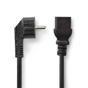Stroomkabel | Type F (CEE 7/7) Male | IEC-320-C19 | Gehoekt | Recht | Vernikkeld | 2.00 m | Rond | PVC | Zwart