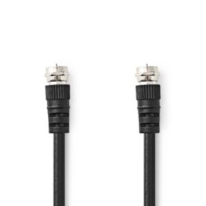 Satelliet- en Antennekabel | F-Male | F-Male | Vernikkeld | 75 Ohm | Dubbel Afgeschermd | 1.50 m | Rond | PVC | Zwart