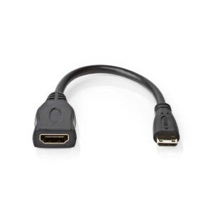 High Speed ​​HDMI-Kabel met Ethernet | HDMI Mini-Connector | HDMI Output | 4K@30Hz | 10.2 Gbps | 0.20 m | Rond | PVC | Zwart