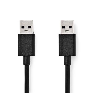 USB-Kabel | USB 3.2 Gen 1 | USB-A Male | USB-A Male | 5 Gbps | Vernikkeld | 1.00 m | Rond | PVC | Zwart