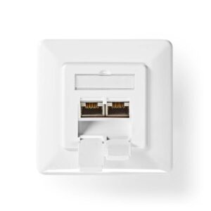 Netwerk Wanddoos | Inbouw | 2 poort(en) | CAT7 | Recht | Female | Goud Verguld | PVC | Ivoor