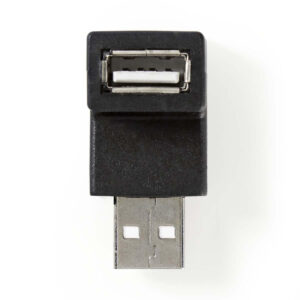 USB-A Adapter | USB 2.0 | USB-A Male | USB-A Female | 480 Mbps | Rond | Vernikkeld | PVC | Zwart