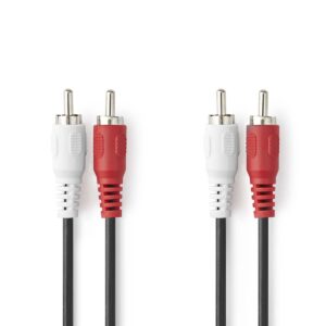 Stereo-Audiokabel | 2x RCA Male | 2x RCA Male | Vernikkeld | 2.00 m | Rond | Zwart