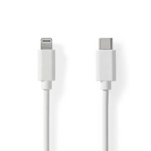 Lightning Kabel | USB 2.0 | Apple Lightning 8-Pins | USB-C™ Male | 480 Mbps | Vernikkeld | 1.00 m | Rond | PVC | Wit