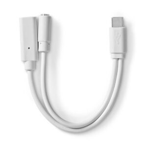 USB-C™ Adapter | USB 2.0 | USB-C™ Male | USB-C™ Female / 3,5 mm Female | 0.10 m | Rond | Vernikkeld | PVC | Wit