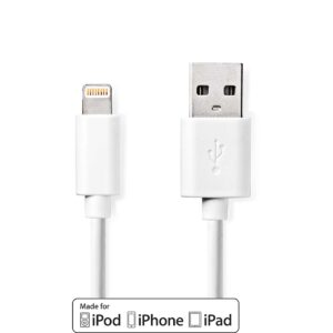 Lightning Kabel | USB 2.0 | Apple Lightning 8-Pins | USB-A Male | 480 Mbps | Vernikkeld | 3.00 m | Rond | PVC | Wit | Label
