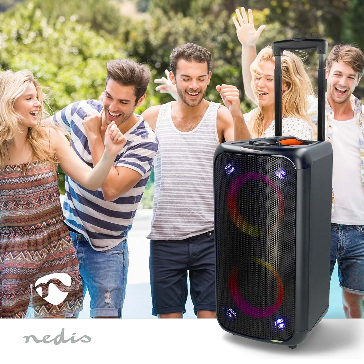 Bluetooth® Party Speaker | Maximale batterijduur: 5 uur | 240 W | Handgreep | Feestverlichting | Equalizer | Oranje / Zwart - Afbeelding 2