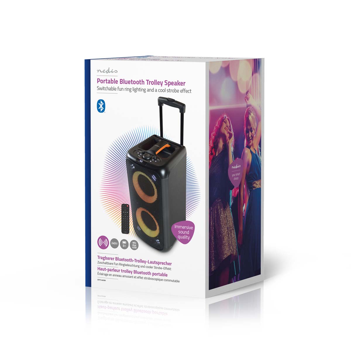 Bluetooth® Party Speaker | Maximale batterijduur: 5 uur | 240 W | Handgreep | Feestverlichting | Equalizer | Oranje / Zwart - Afbeelding 13