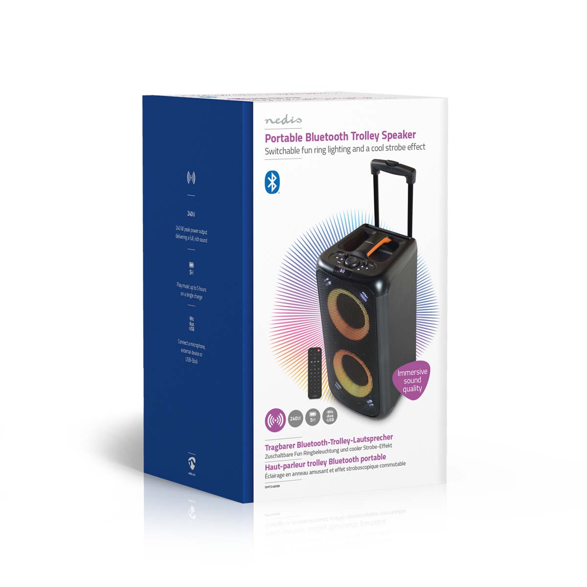 Bluetooth® Party Speaker | Maximale batterijduur: 5 uur | 240 W | Handgreep | Feestverlichting | Equalizer | Oranje / Zwart - Afbeelding 14