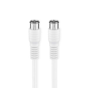 Satelliet- en Antennekabel | F-Male | F-Male | Vernikkeld | 75 Ohm | Dubbel Afgeschermd | 1.00 m | Rond | PVC | Wit | Doos