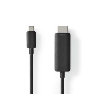 USB-C™ Adapter | USB 3.2 Gen 1 | USB-C™ Male | HDMI™ Connector | 4K@60Hz | 2.00 m | Rond | Vernikkeld | PVC | Zwart | Label