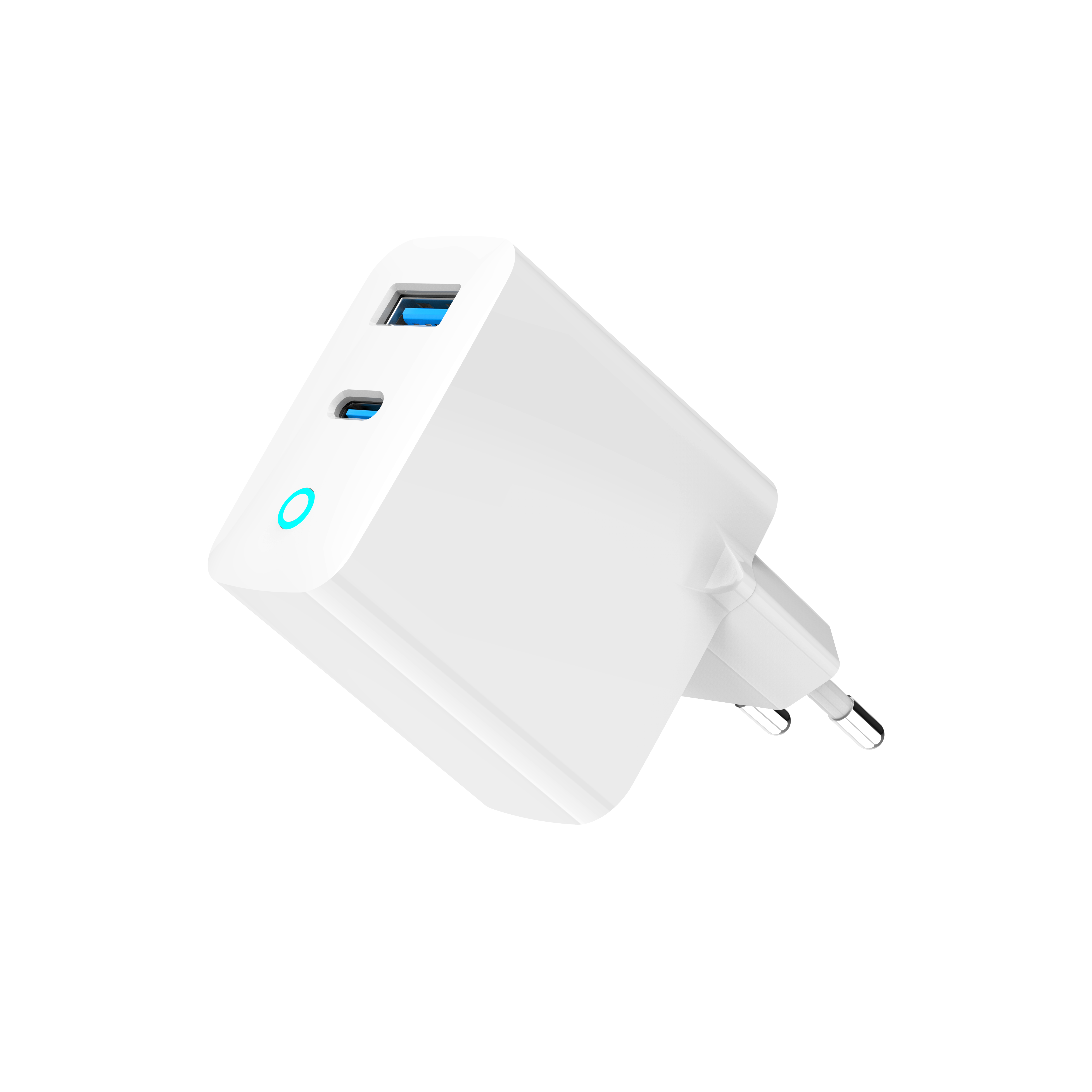 2-poorts 30 W GaN USB snellader, LED, wit - Afbeelding 3