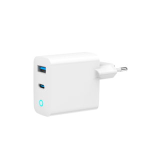 2-poorts 30 W GaN USB snellader, LED, wit