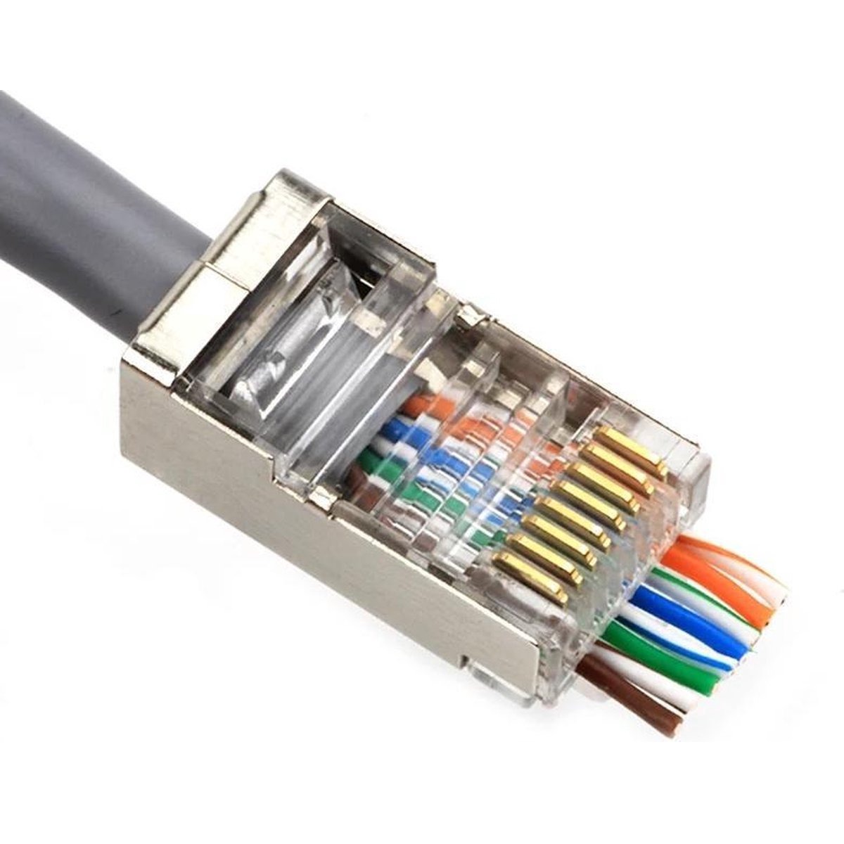 Kabelmaxx.nl Cat6 RJ45 Stekkers met doorsteek - 10 stuks - metaal afgeschermd aanbieding