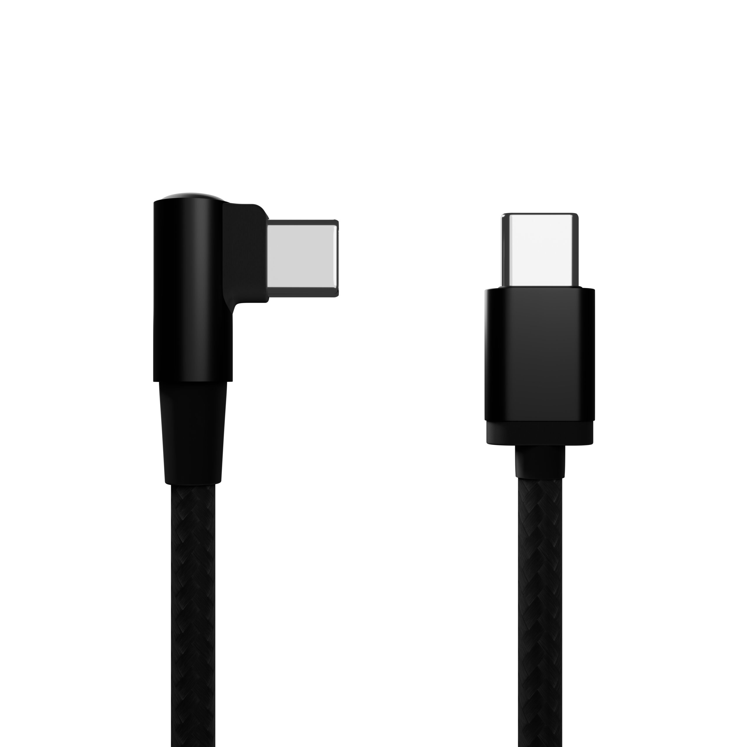 Haakse USB Type-C laad- & datakabel, 0.2 m, zwart