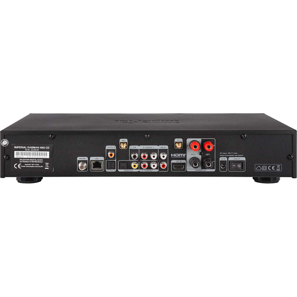DABMAN i560 CD Alles-in-één HiFi-systeem met versterker en CD-speler DAB+ / FM / Internet / Bluetooth Zwart - Afbeelding 4