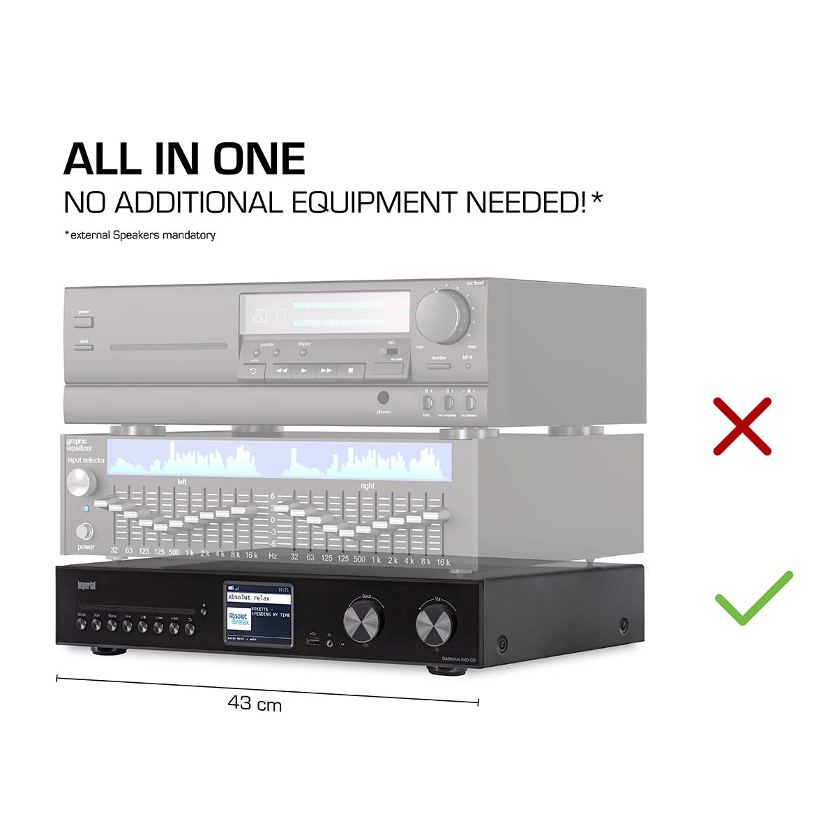 DABMAN i560 CD Alles-in-één HiFi-systeem met versterker en CD-speler DAB+ / FM / Internet / Bluetooth Zwart - Afbeelding 12