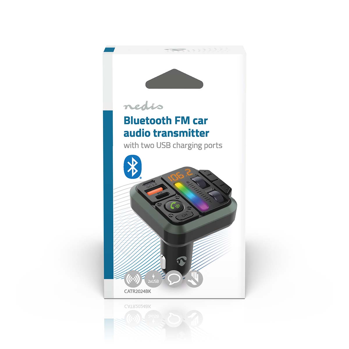 FM-Audiotransmitter voor Auto | Gefixeerd | Handsfree bellen | 1 " | Amber-Scherm | Bluetooth® | PD 18 W / PD 24 W | Snelladen | Bass boost | Google Assistant / Siri | Zwart - Afbeelding 6