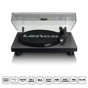 Houten platenspeler met MMC Cartridge en PC Codering Zwart