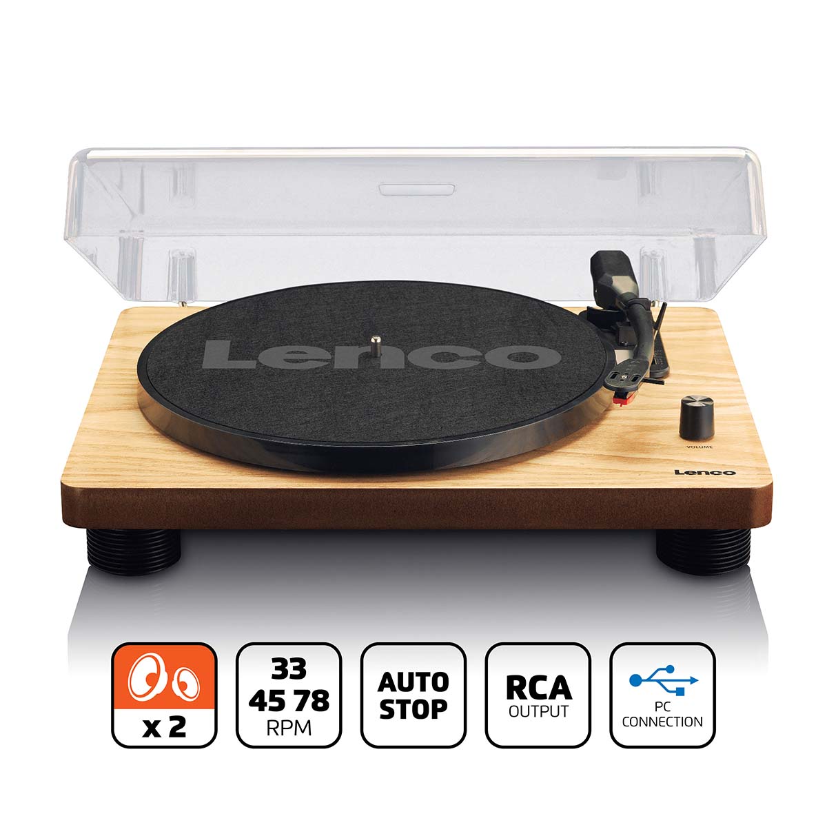 LS-50WD Platenspeler met ingebouwde luidsprekers USB Codering Hout