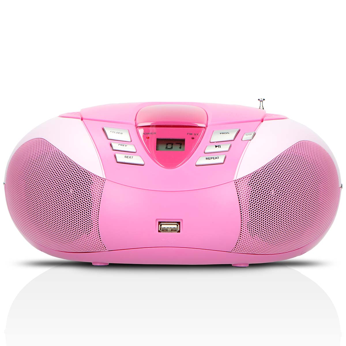 SCD-37 USB Pink Portable FM Radio CD and USB player Pink - Afbeelding 2