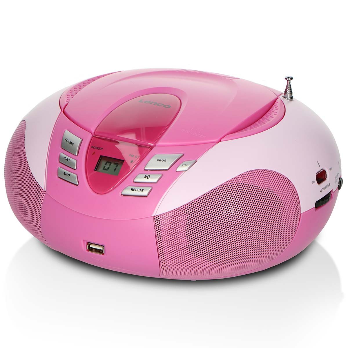 SCD-37 USB Pink Portable FM Radio CD and USB player Pink - Afbeelding 5