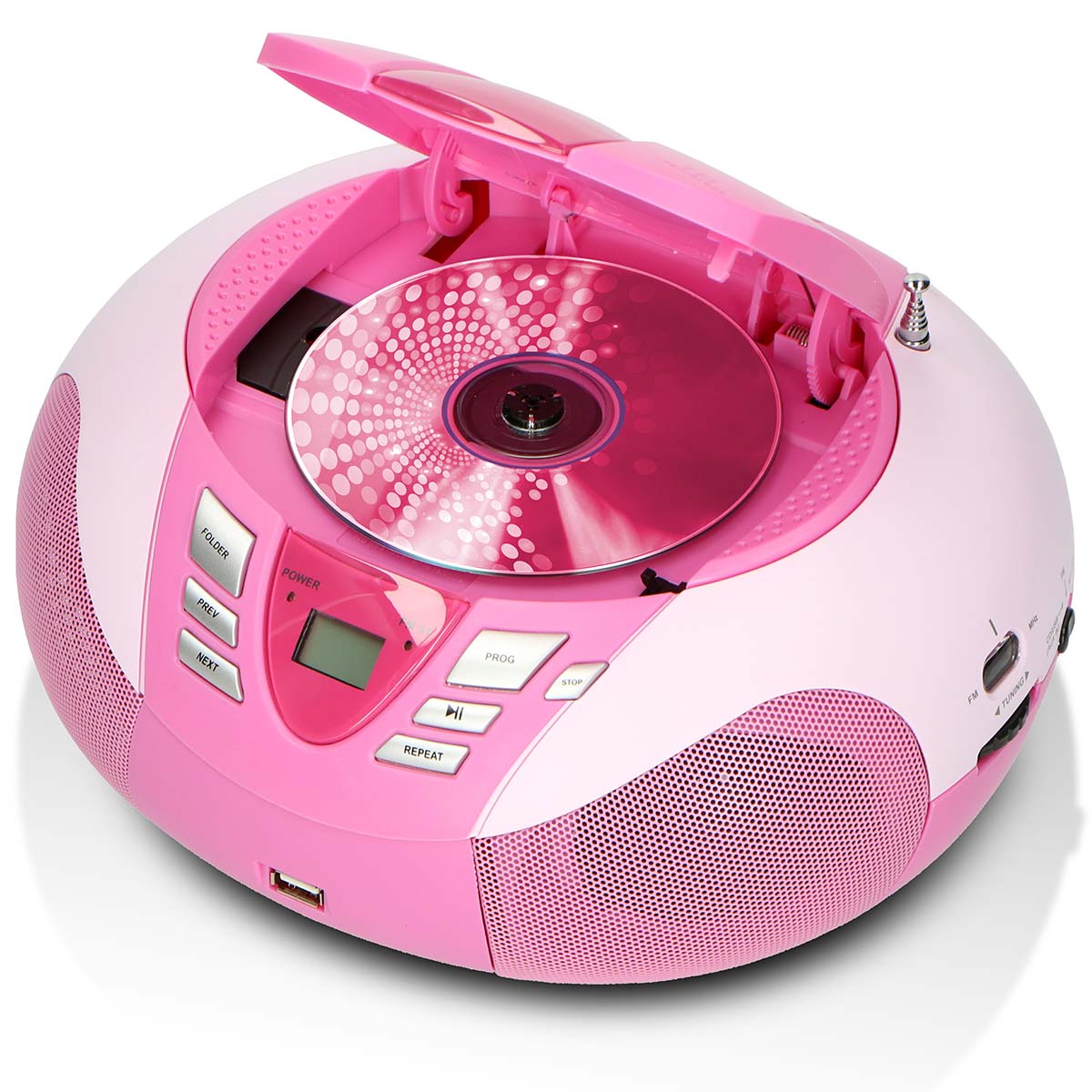 SCD-37 USB Pink Portable FM Radio CD and USB player Pink - Afbeelding 6