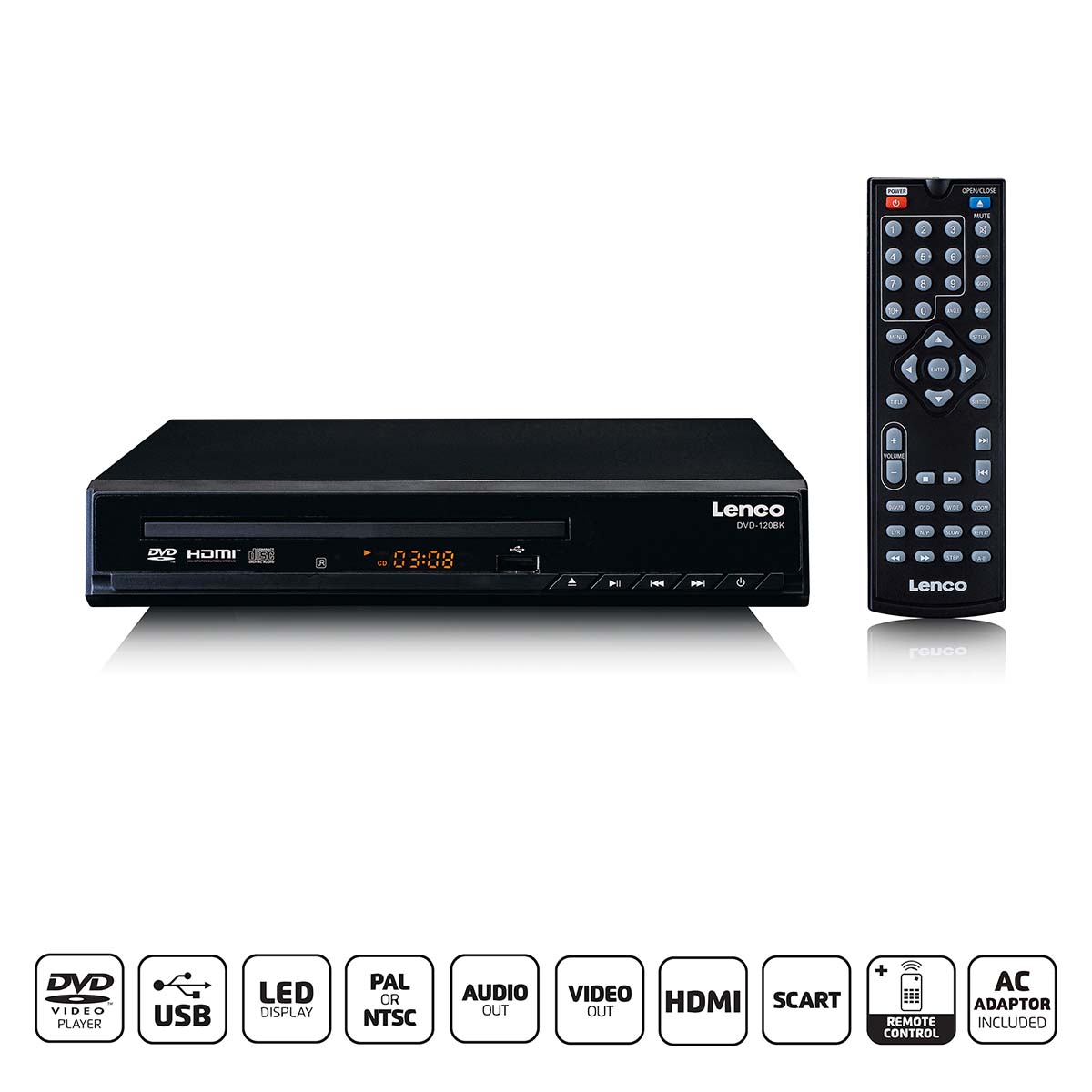 DVD-speler met HDMI en afstandsbediening Zwart